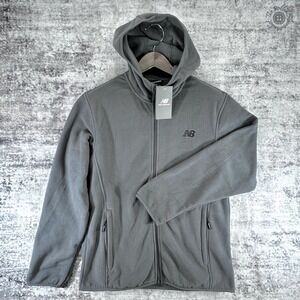NWT New Balance Hooded Fleece Jacket - Grey - Men's Medium - All Weather Comfort